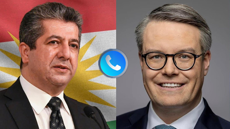 Combine photo of Kurdistan Region Prime Minister Masrour Barzani (left) and Germany’s Minister of State at the Federal Foreign Office Tobias Lindner. (Photo: KRG)
